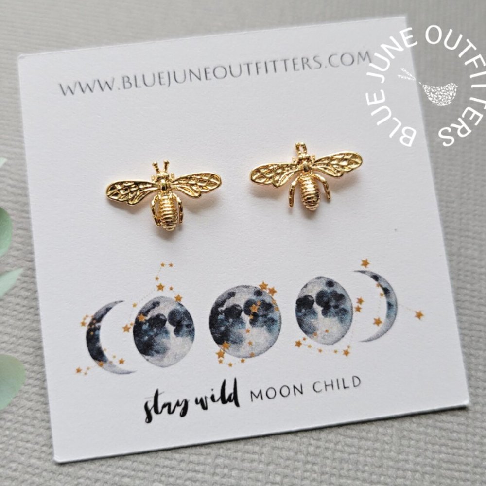18K GOLD PLATED BEE STUD EARRINGS